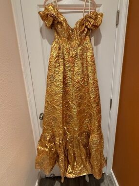 Mac Duggal Gold Brocade Gown